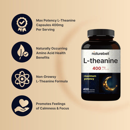 Double Strength L-Theanine 400mg - 400 Capsules | Calm & Focus