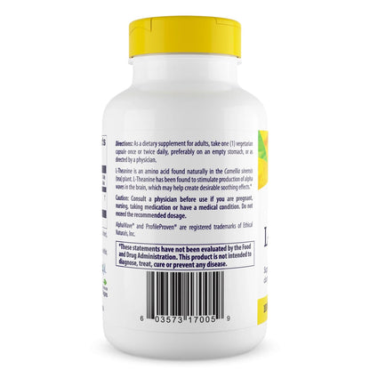 Healthy Origins L-Theanine 100 mg (AlphaWave) – Relaxation, Focus & Brain Support | 180 Veggie Caps