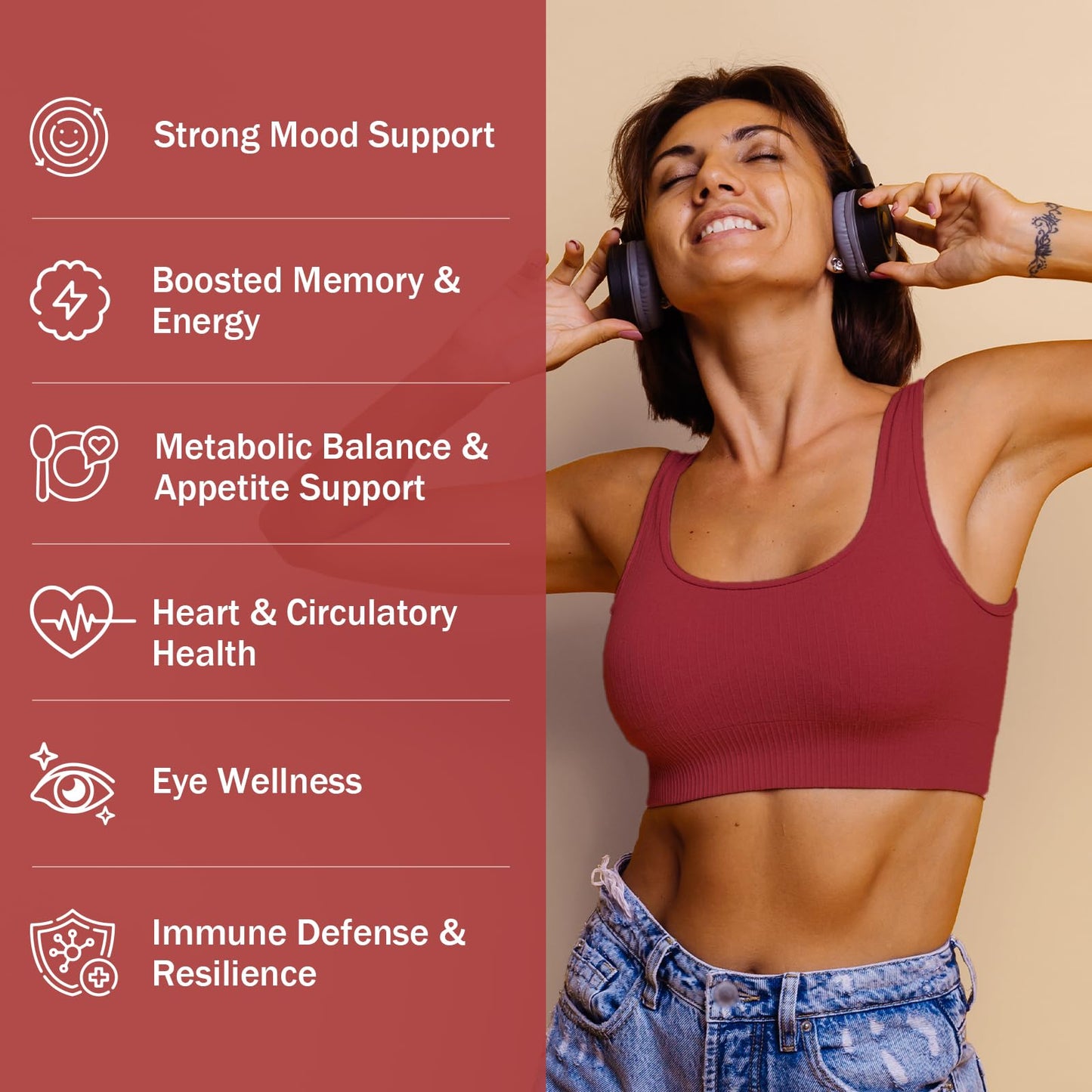 Happy Saffron Plus - 90 Vegan Capsules | Mood Balance & Eye Health | Non-GMO, Gluten Free