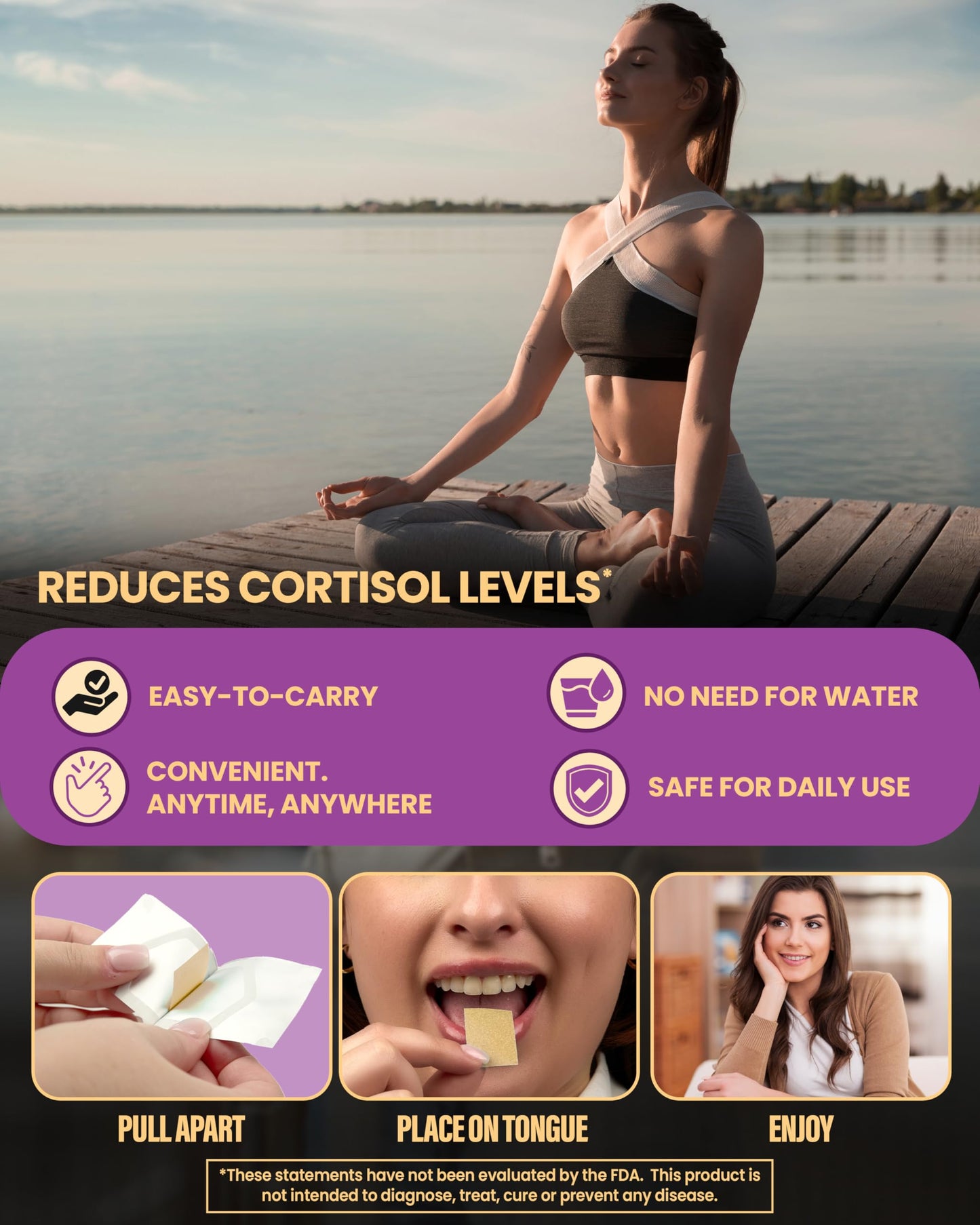 Calm KSM-66 Ashwagandha Strips | Stress & Focus | Honey Lemon | 60 Pack