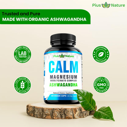 Calm - Magnesium Glycinate with Ashwagandha Root Extract | Dietary Supplement