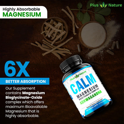 Calm - Magnesium Glycinate with Ashwagandha Root Extract | Dietary Supplement