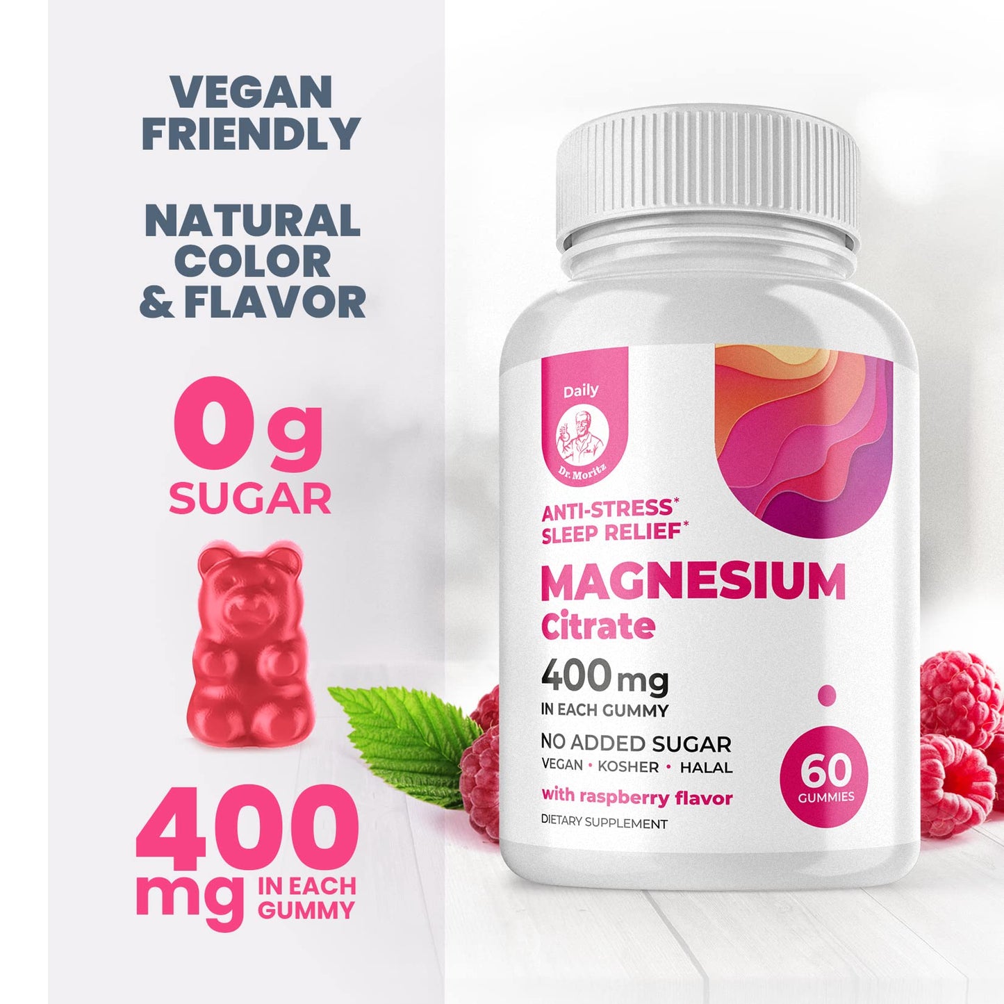 Magnesium Gummies Sugar-Free - Calm Sleep Support Magnesium Citrate Gummies (120 Count) for Kids & Adults