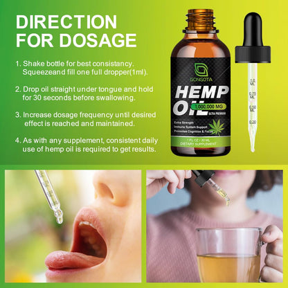 (4-Pack) High Potency Hemp Oil - 1,000,000 Maximum Strength - Helps Relaxation, Stress, Calming, Sleep - Organic Hemp Oil Extract - Vegan, Immunization Support, Non-GMO