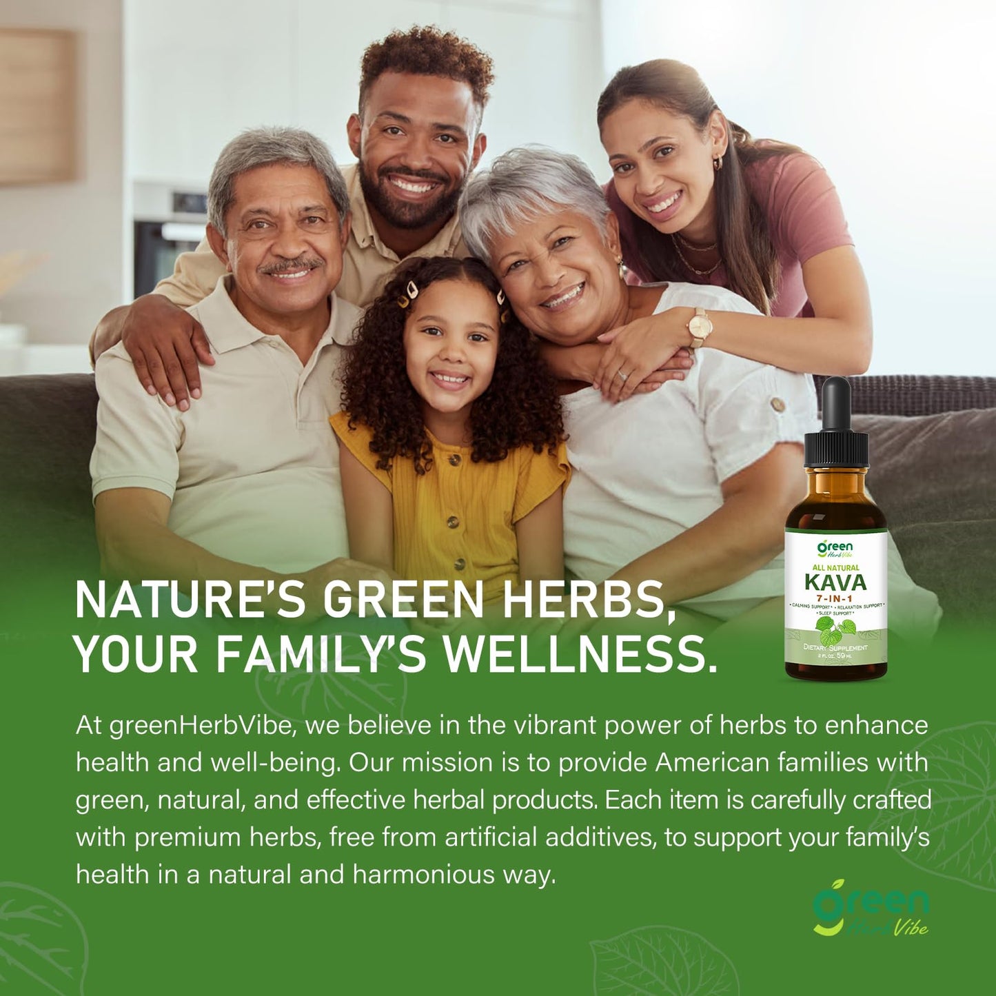 Green Herb Vibe Kava Drops – Relaxation & Sleep Support (60 Days, 2 oz)