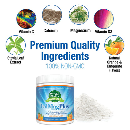 CalMag Plus Calcium Magnesium Powder with Vitamin C & D3 – Gluten Free, Non-GMO, Orange Tangerine Flavor