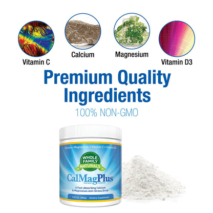 CalMag Plus Calcium Magnesium Powder with Vitamin C & D3 – Gluten Free, Non-GMO