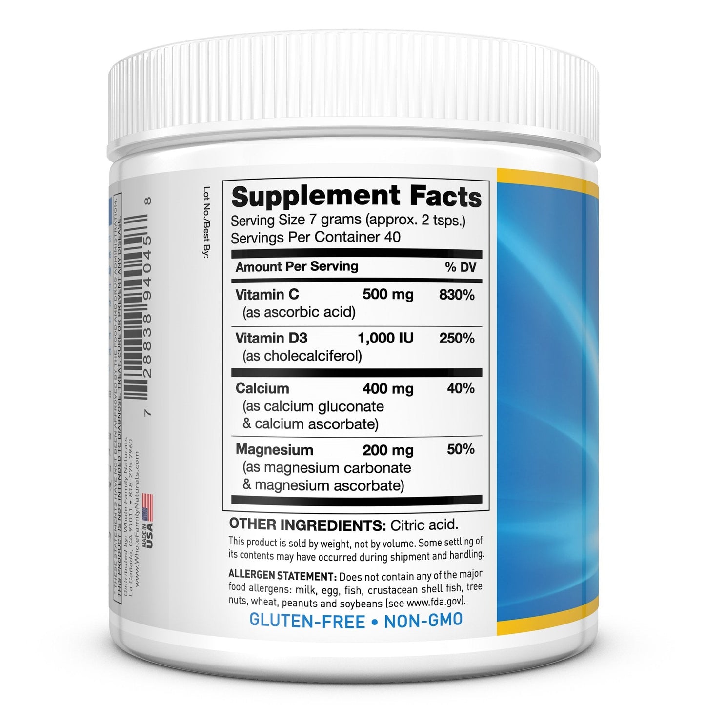CalMag Plus Calcium Magnesium Powder with Vitamin C & D3 – Gluten Free, Non-GMO