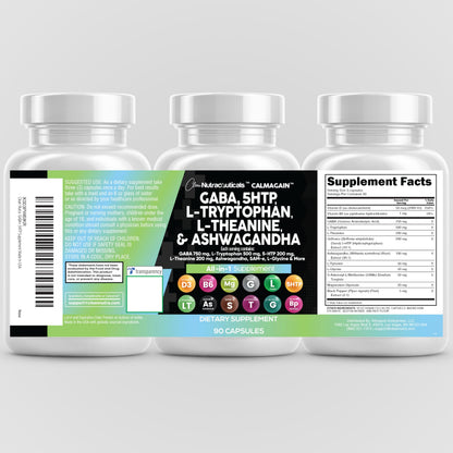 Clean Nutraceuticals CalmAgain – GABA 750mg, 5-HTP 200mg, L-Theanine 200mg Mood Support