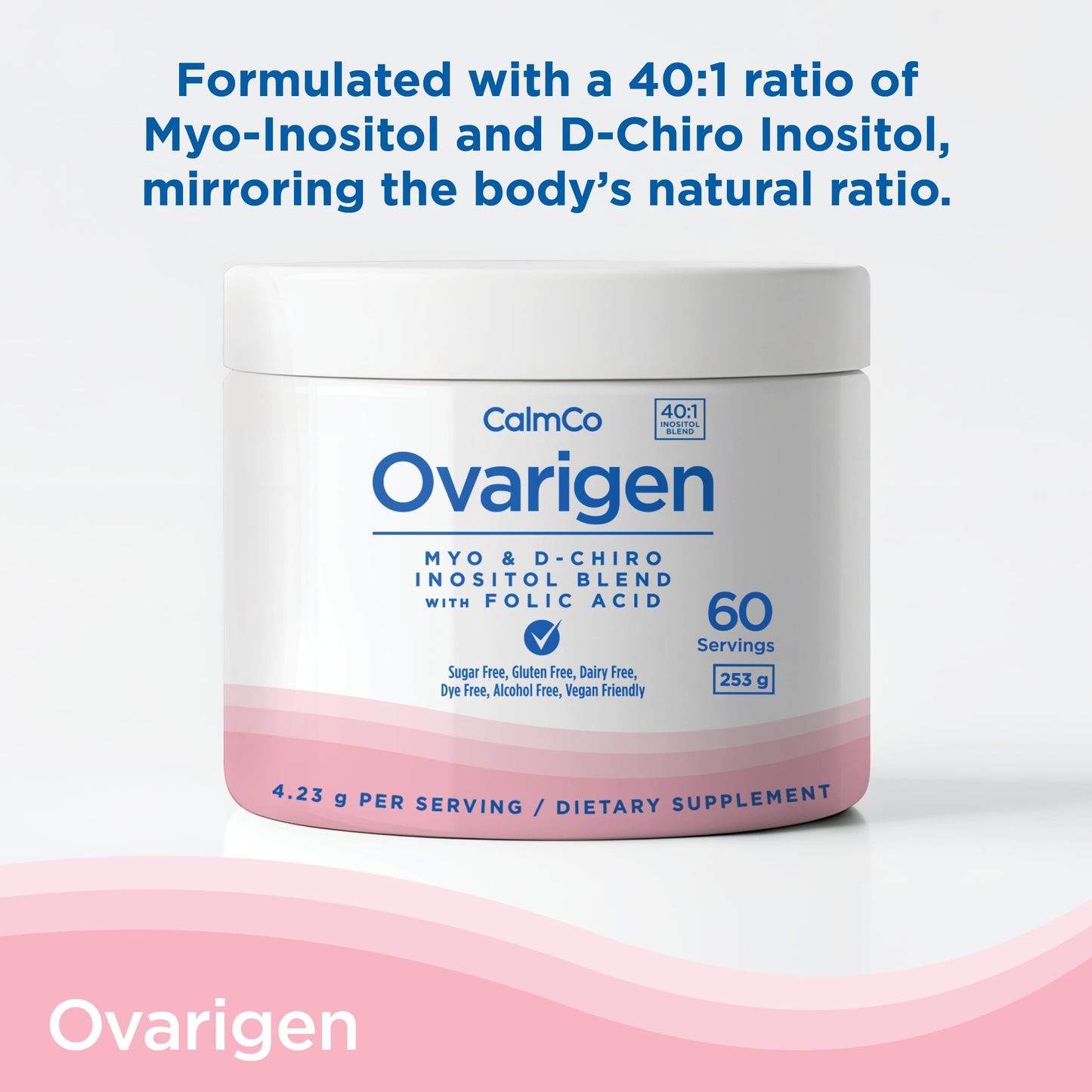 CalmCo Ovarigen Myo & D-Chiro Inositol Blend Powder 40:1 – 60 Servings for PCOS Support & Hormone Balance
