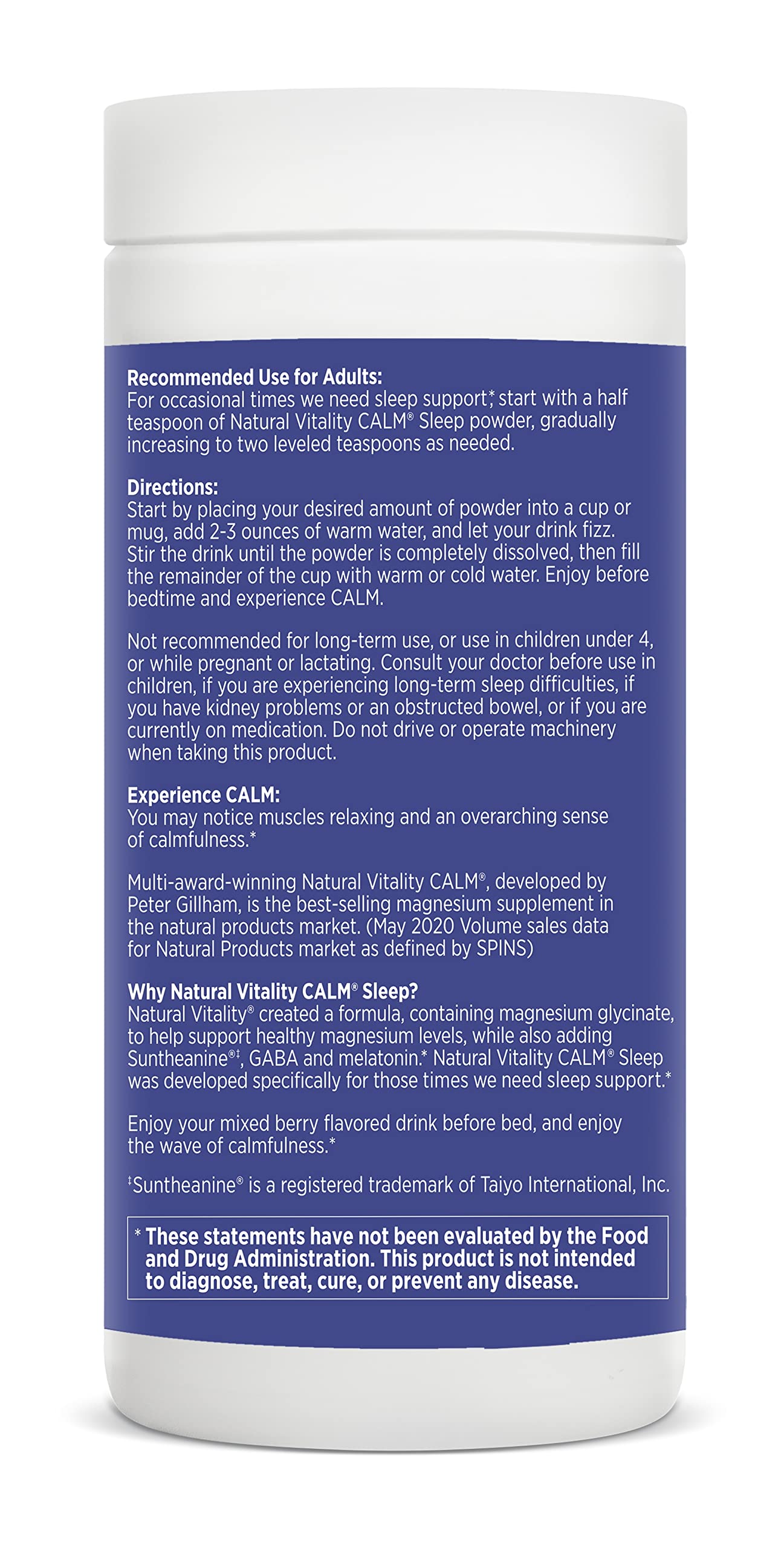 Natural Vitality Natural Calm Specifics CALMFUL SLEEP (Mixed Berry Flavor) 6 oz