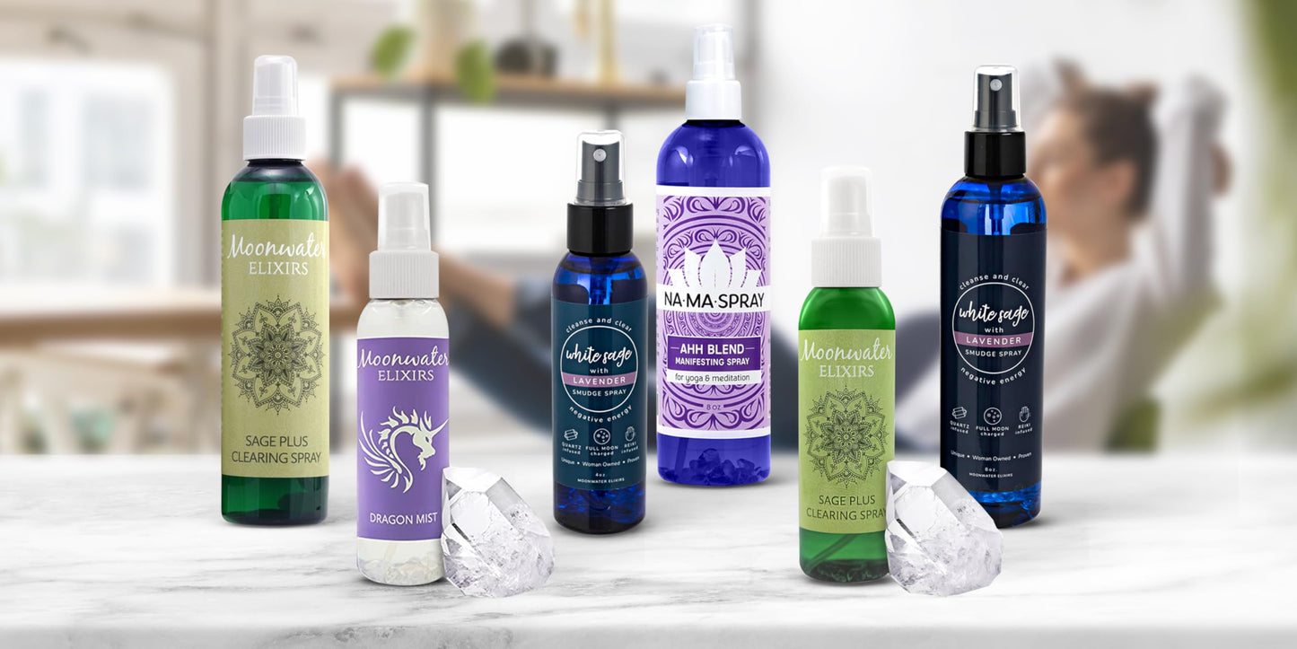 White Sage Smudge Spray for Spiritual Cleansing & Aura Protection – 2x 4oz | Moonwater Elixirs