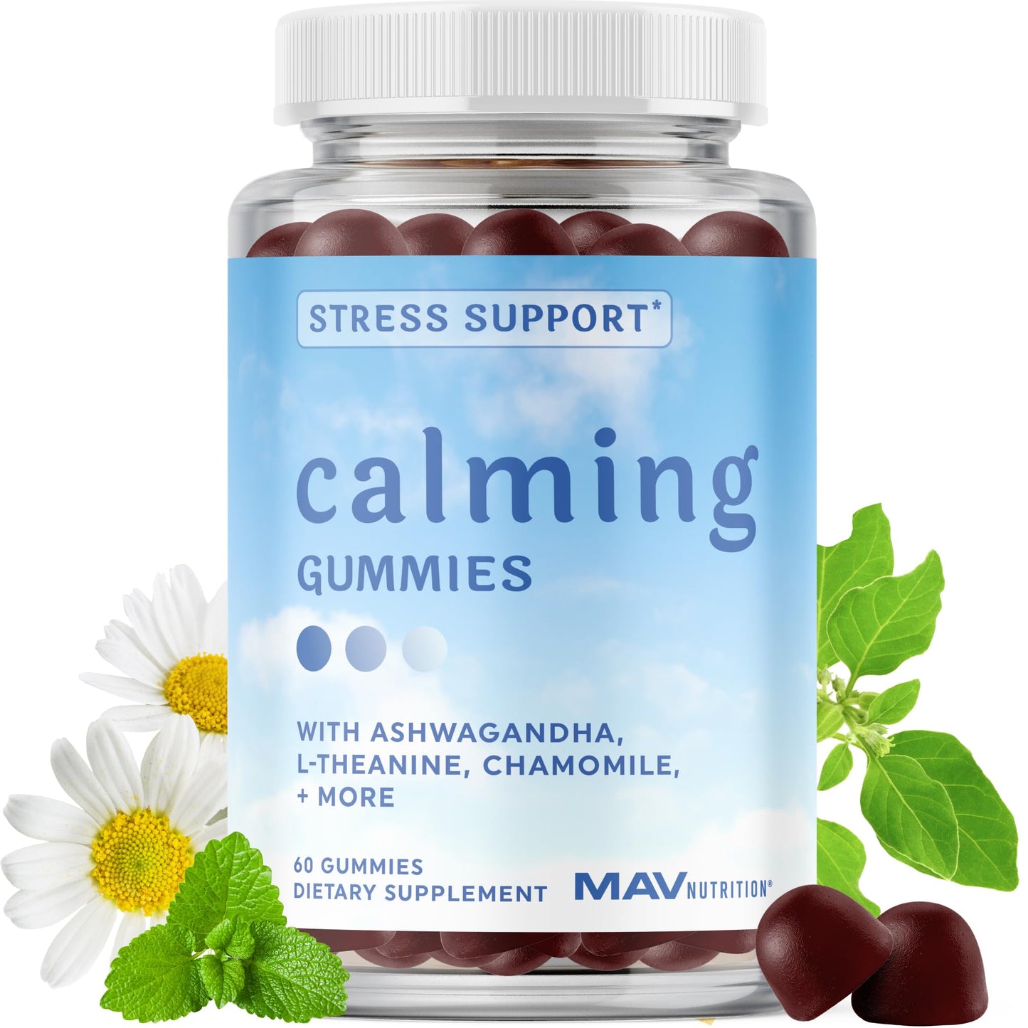 Calming Ashwagandha Gummies for Teens – 60 Count | Stress Relief with Theanine & GABA