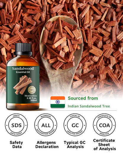 Pure Sandalwood Essential Oil 3.38 Fl Oz – Bedtime Serenity & Pillow Mist