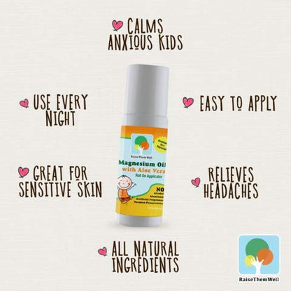 Magnesium Oil Calming Roll-On for Kids – Aloe Vera, Roman Chamomile & Lavender