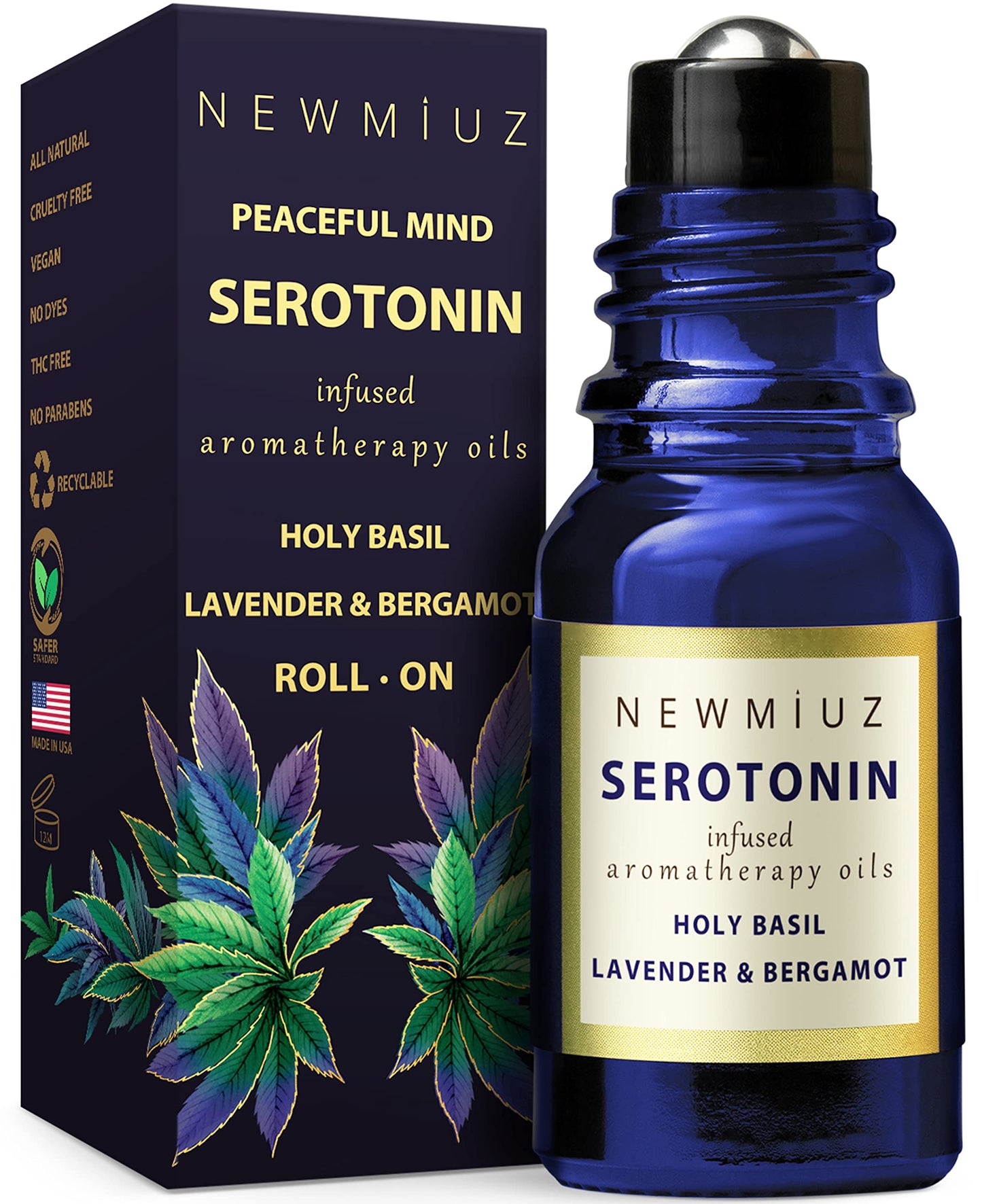 MIUZ Calming Roll On Essential Oil Blend – Anti-Stress Lavender, Bergamot & Holy Basil (10ml)