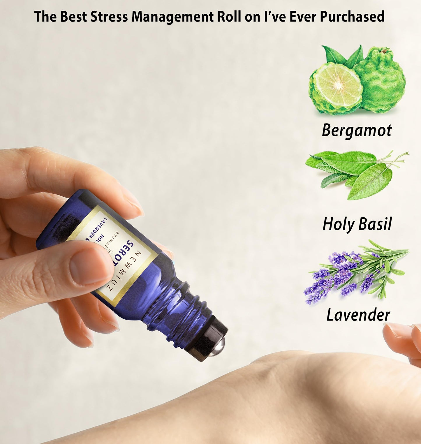 MIUZ Calming Roll On Essential Oil Blend – Anti-Stress Lavender, Bergamot & Holy Basil (10ml)