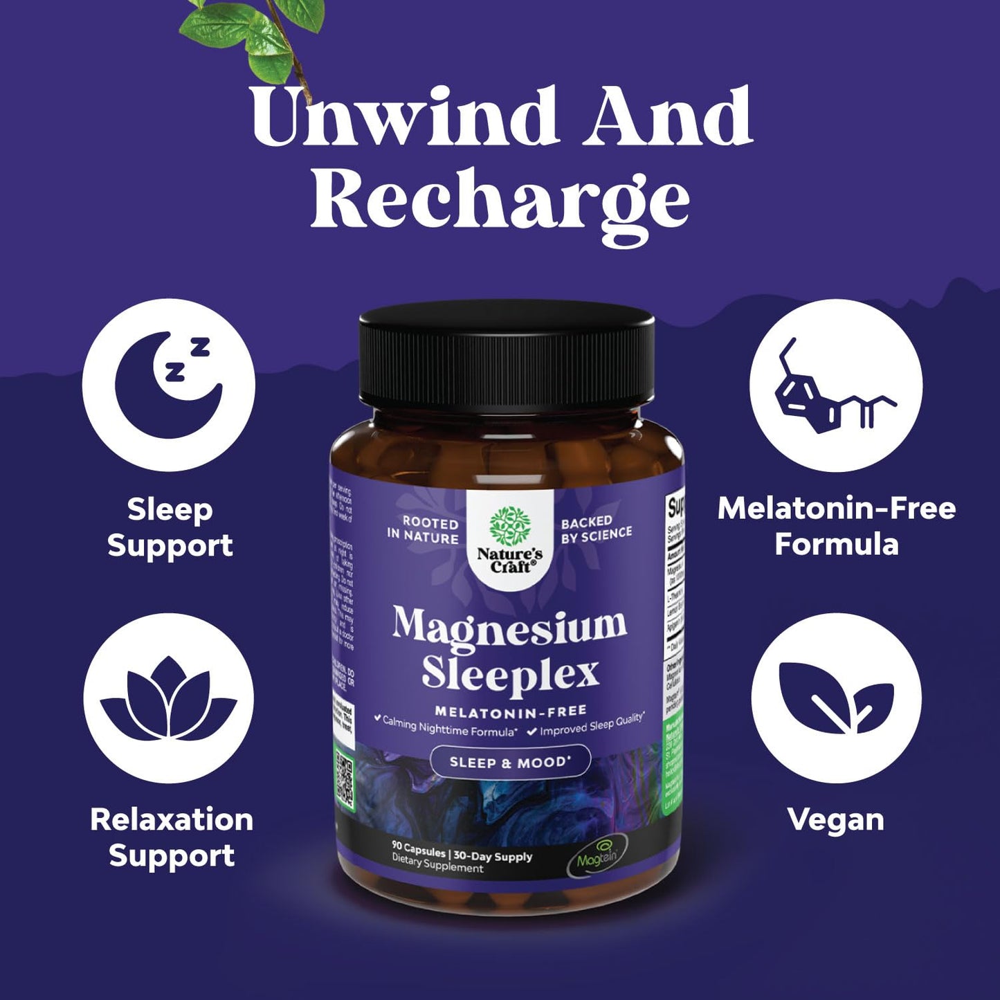 High Absorption Magnesium Sleep Support – Mg L-Threonate, Theanine & Apigenin for Restful Sleep