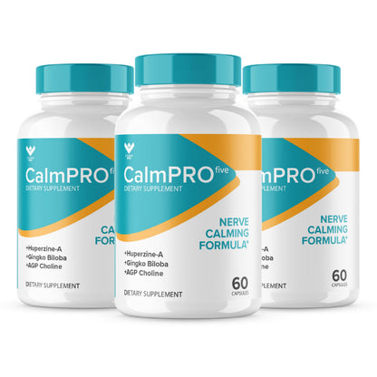 (3 PACK) CalmPro5 – Natural Nerve Calm Aid Supplement | 180 Caps | 3 Month Supply