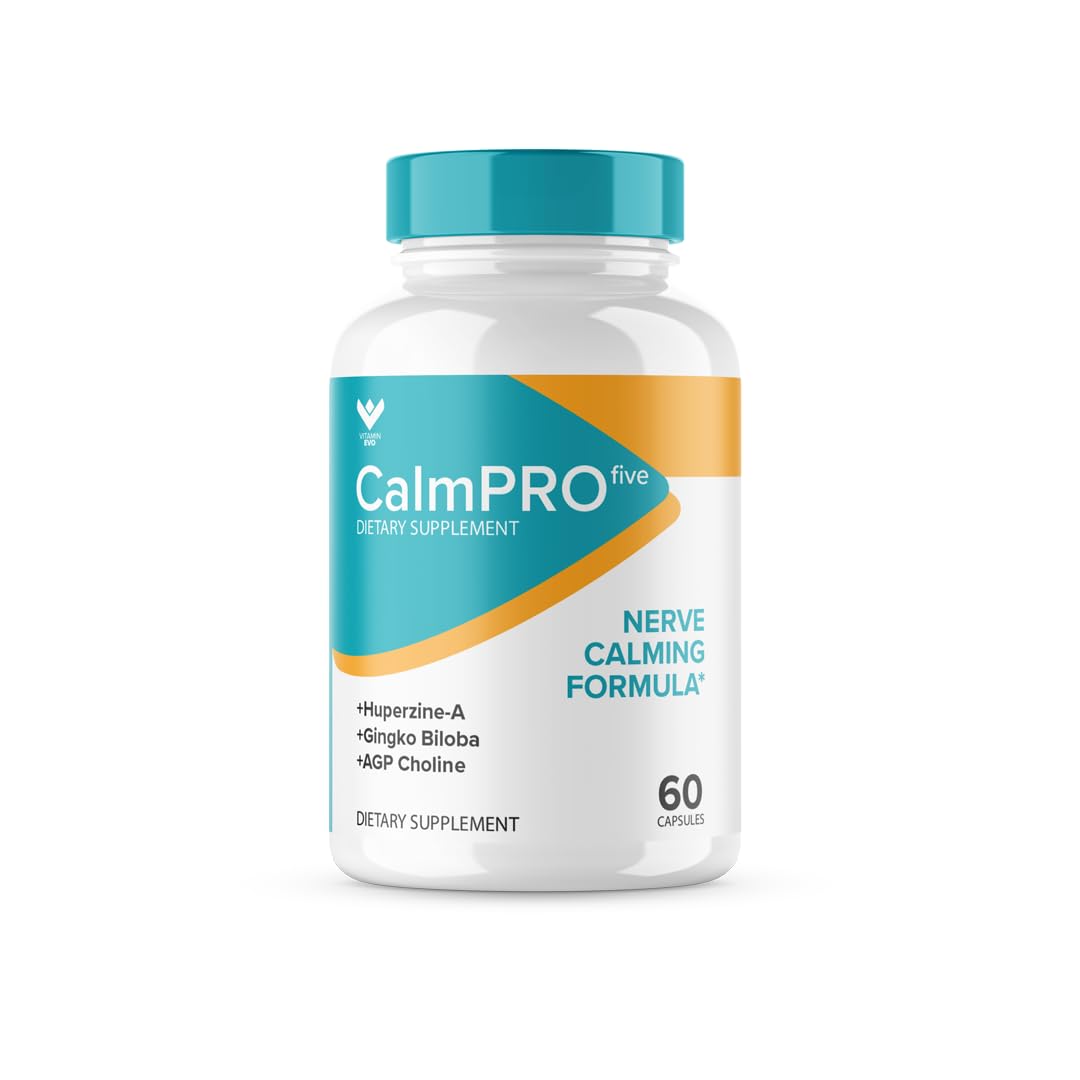 (3 PACK) CalmPro5 – Natural Nerve Calm Aid Supplement | 180 Caps | 3 Month Supply