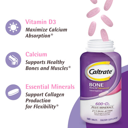 Caltrate 600 Plus D3 Minerals - Calcium & Vitamin D Tablets, 165 Count