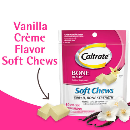 Caltrate 600 Plus D3 Soft Chews – Vanilla Creme Calcium Vitamin D Supplement