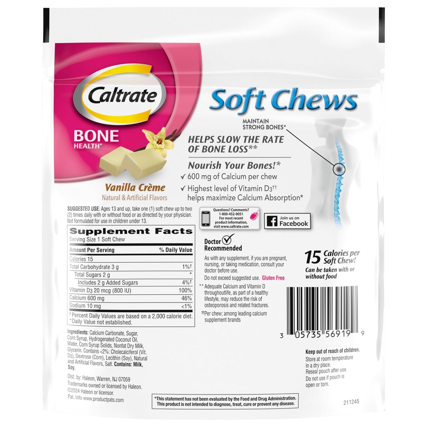 Caltrate 600 Plus D3 Soft Chews – Vanilla Creme Calcium Vitamin D Supplement
