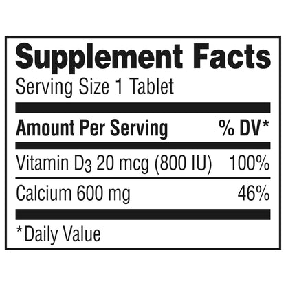 Caltrate 600 Plus D3 Calcium & Vitamin D Tablets – 60 Count | Bone Health