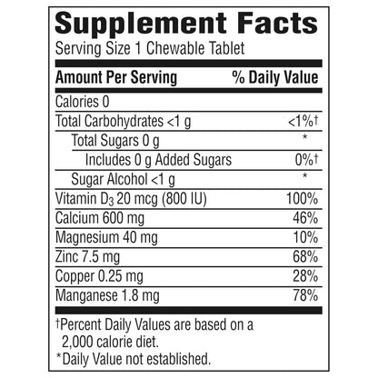 Caltrate Chewables 600+D3 Plus Minerals – Sugar Free, 60 Count
