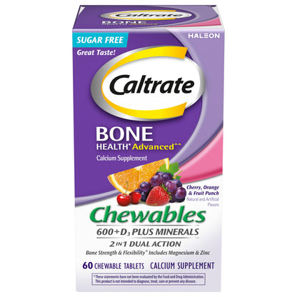 Caltrate Chewables 600+D3 Plus Minerals – Sugar Free, 60 Count