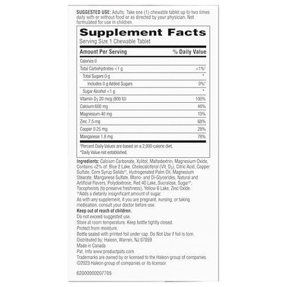 Caltrate Chewables 600+D3 Plus Minerals – Sugar Free, 60 Count
