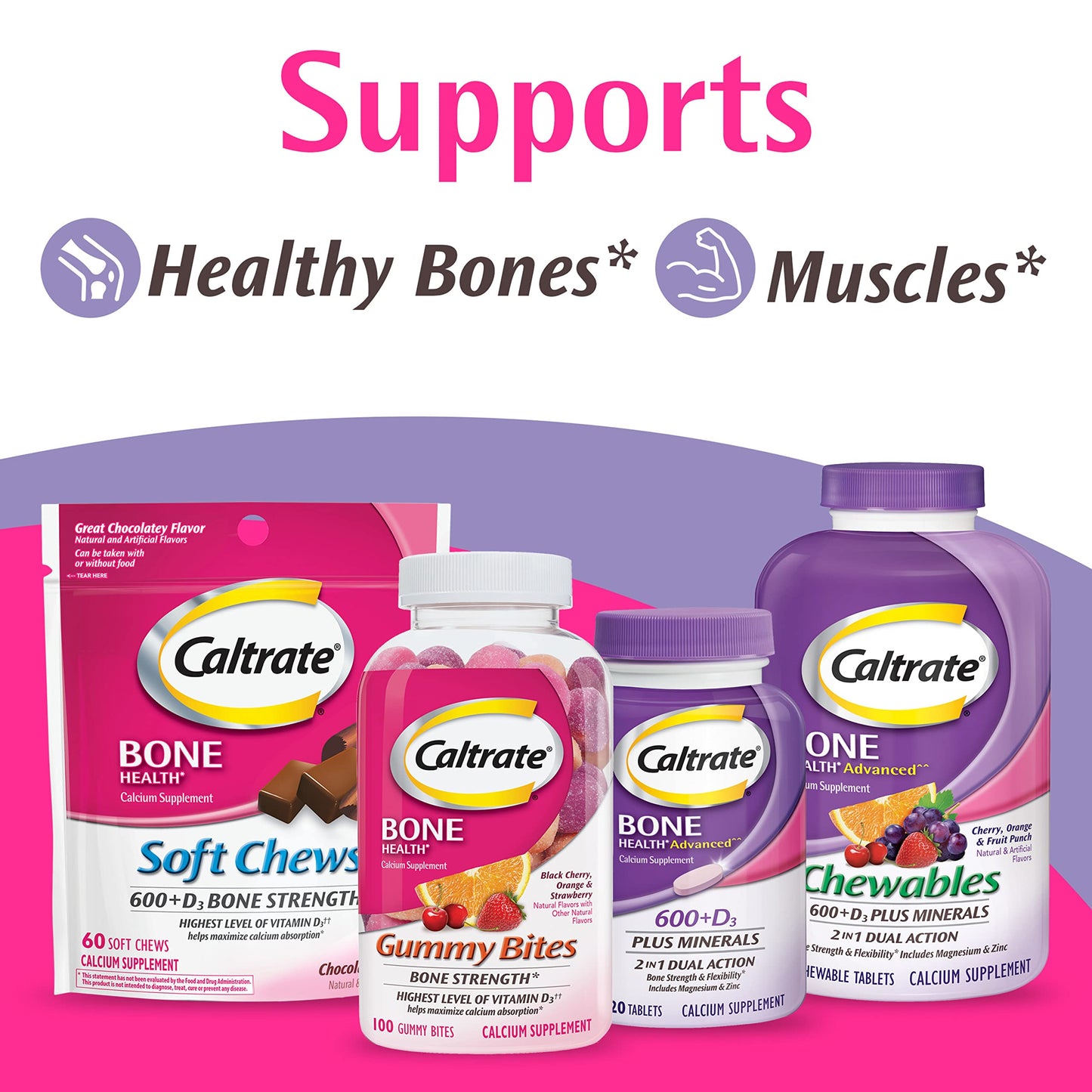 Caltrate 600 Plus D3 Calcium & Vitamin D Tablets – 60 Count | Bone Health