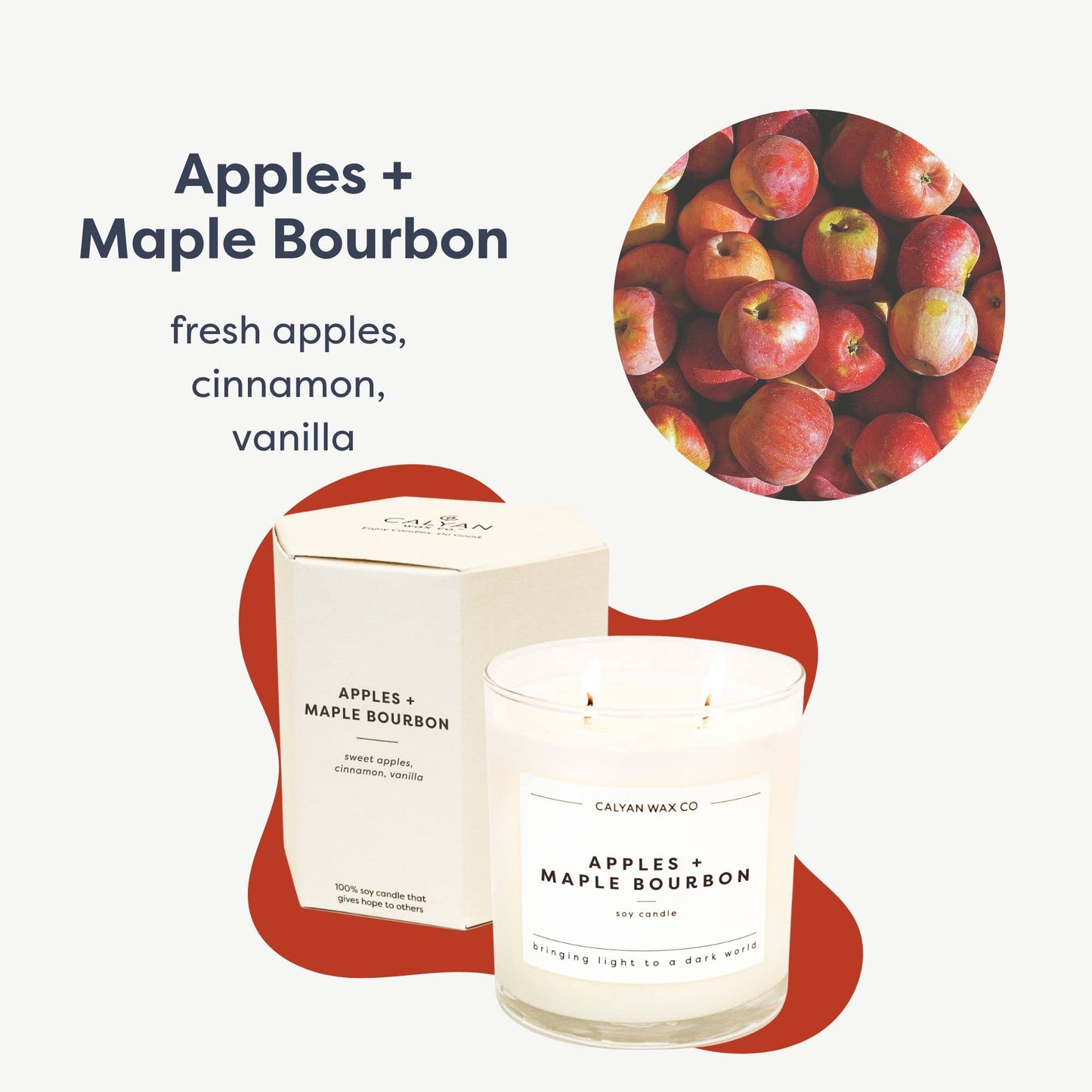 Calyan Wax Co. Apples & Maple Bourbon 2 Wick Candle - 37 Hour Burn | Soy Wax