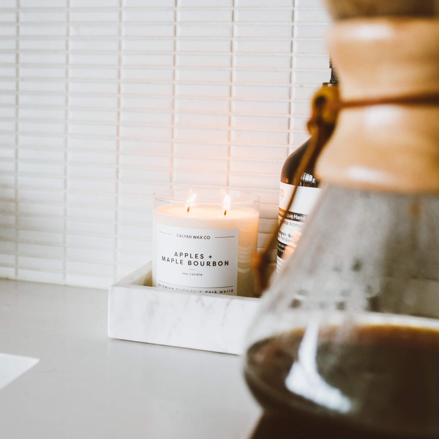 Calyan Wax Co. Apples & Maple Bourbon 2 Wick Candle - 37 Hour Burn | Soy Wax