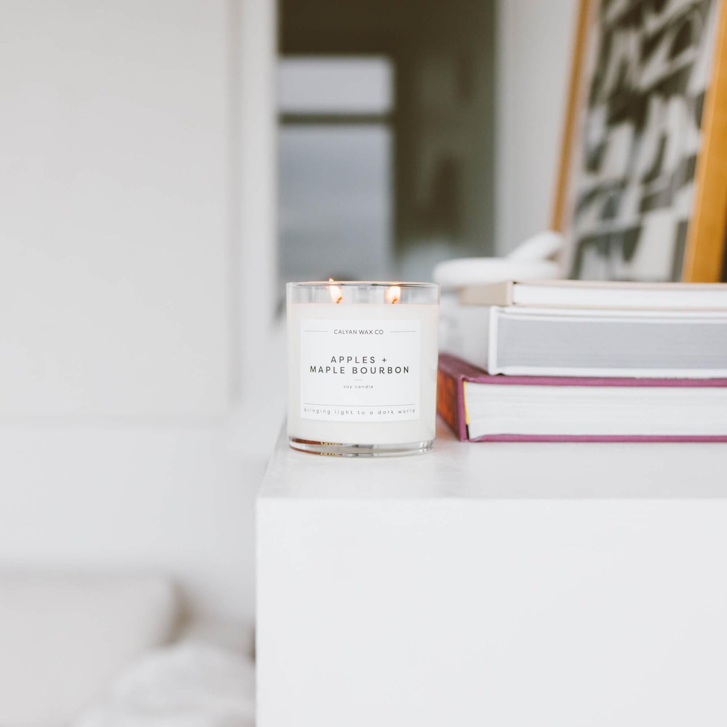 Calyan Wax Co. Apples & Maple Bourbon 2 Wick Candle - 37 Hour Burn | Soy Wax