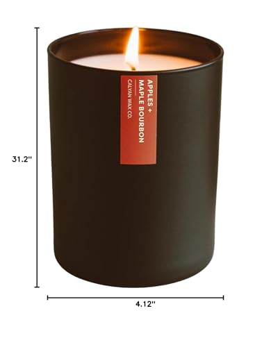 Calyan Wax Co. Apples & Maple Bourbon Candle – 75-Hour Burn, Non-Toxic Soy, Black Tumbler Jar 10.2oz