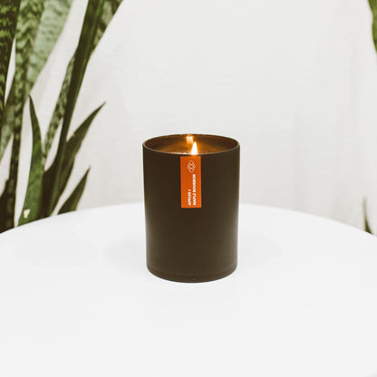 Calyan Wax Co. Apples & Maple Bourbon Candle – 75-Hour Burn, Non-Toxic Soy, Black Tumbler Jar 10.2oz