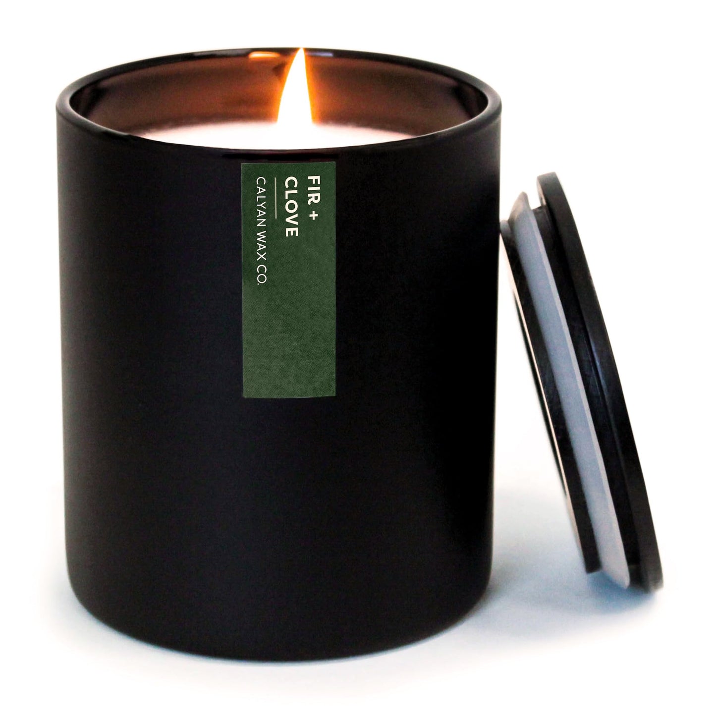 Calyan Wax Co. Fir & Clove Scented Candle – 75 Hour Burn, 10.2oz Black Tumbler