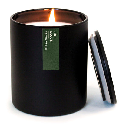 Calyan Wax Co. Fir & Clove Scented Candle – 75 Hour Burn, 10.2oz Black Tumbler