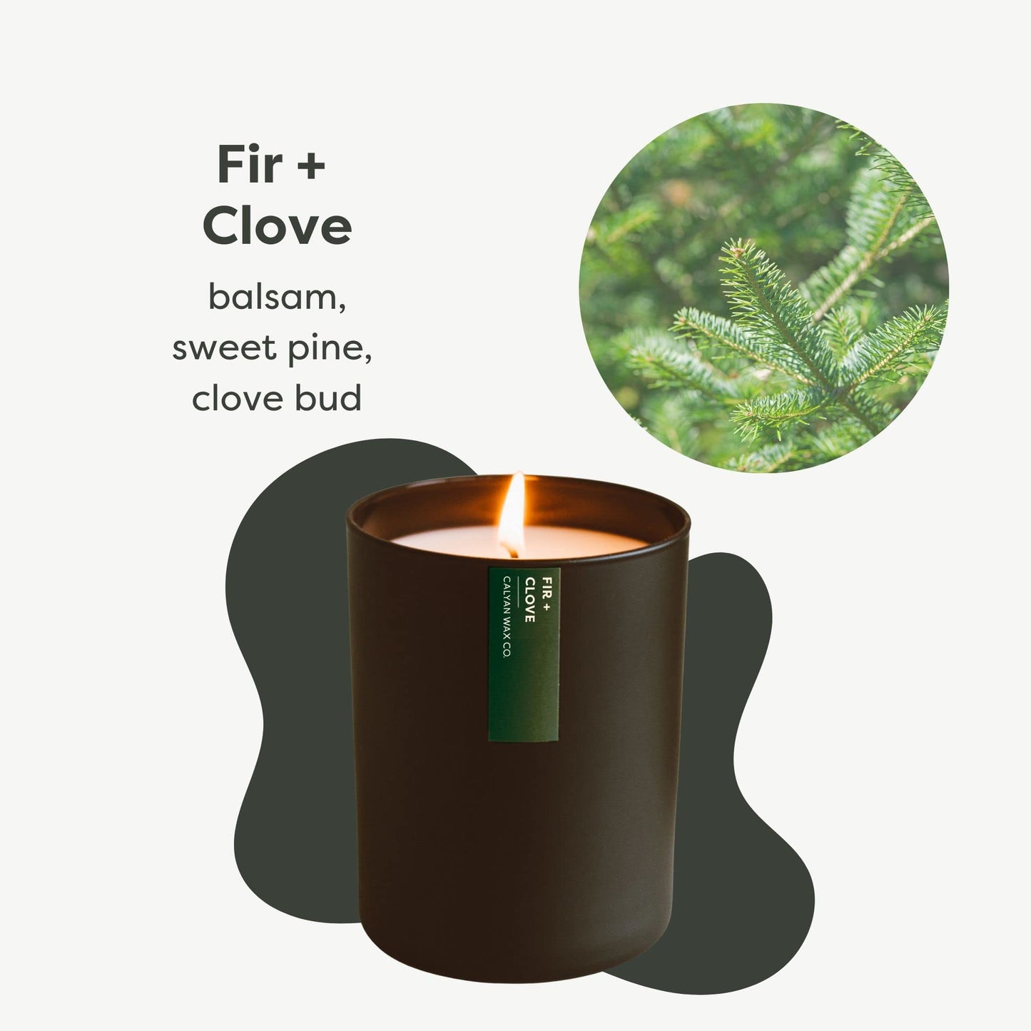 Calyan Wax Co. Fir & Clove Scented Candle – 75 Hour Burn, 10.2oz Black Tumbler