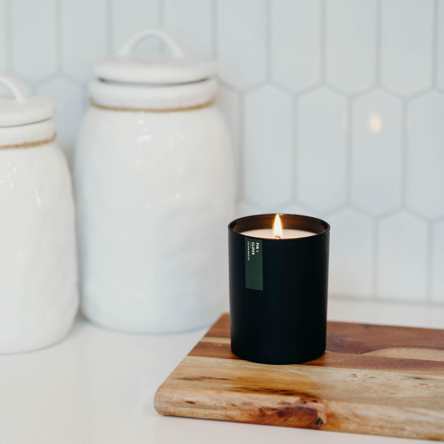 Calyan Wax Co. Fir & Clove Scented Candle – 75 Hour Burn, 10.2oz Black Tumbler
