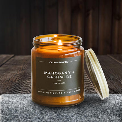 Calyan Wax Co. Mahogany & Cashmere Candle - 57-Hour Burn - 7.2oz Soy Wax