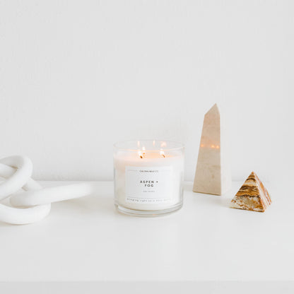 Calyan Wax Co. Aspen & Fog 3 Wick Scented Candle – 43 Hour Burn | Non-Toxic Soy Wax 14.9oz