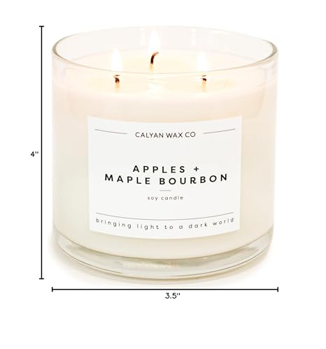 Calyan Wax Co. Apples & Maple Bourbon 3 Wick Soy Candle – 14.9oz