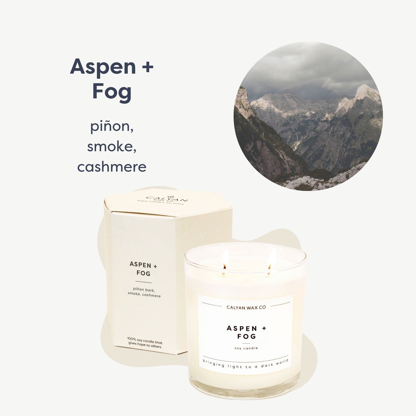 Calyan Wax Co. Aspen & Fog 2-Wick Soy Candle – 37h Burn, 8.8oz