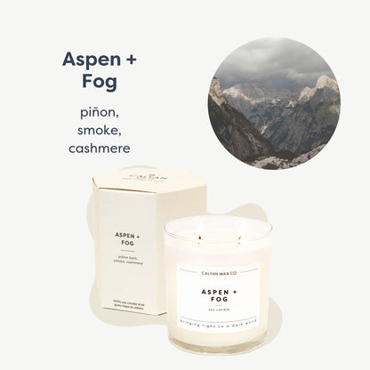 Calyan Wax Co. Aspen & Fog 2-Wick Soy Candle – 37h Burn, 8.8oz