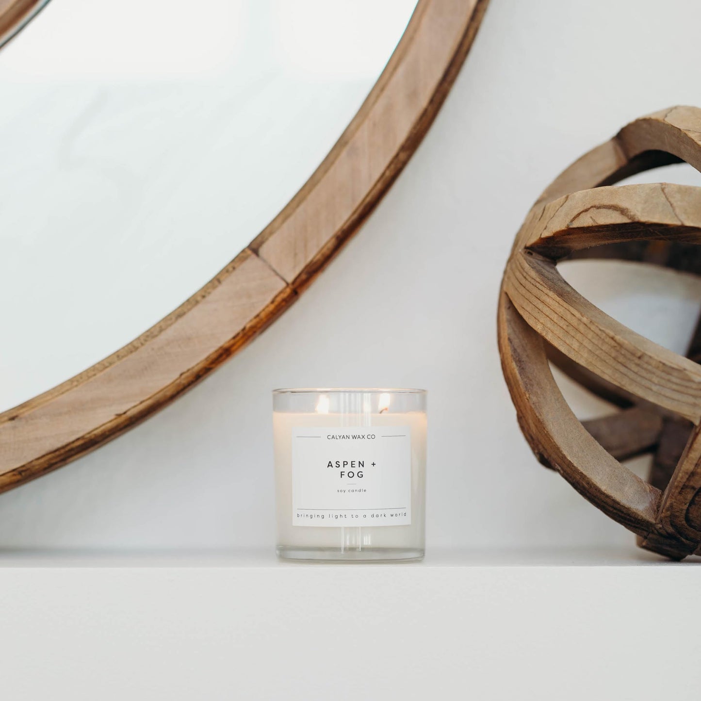 Calyan Wax Co. Aspen & Fog 2-Wick Soy Candle – 37h Burn, 8.8oz