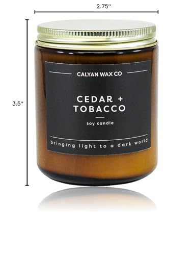 Calyan Wax Co. Cedar & Tobacco Candle - 57 Hour Burn, 7.2oz