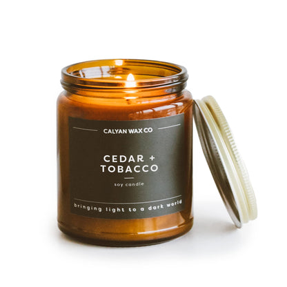 Calyan Wax Co. Cedar & Tobacco Candle - 57 Hour Burn, 7.2oz