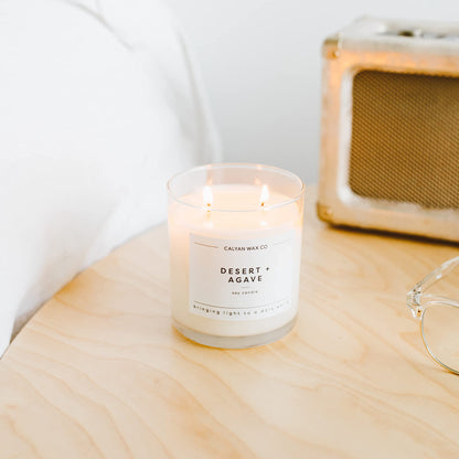 Calyan Wax Co. Desert & Agave 2 Wick Candle – 37 Hour Burn, 8.8oz Soy